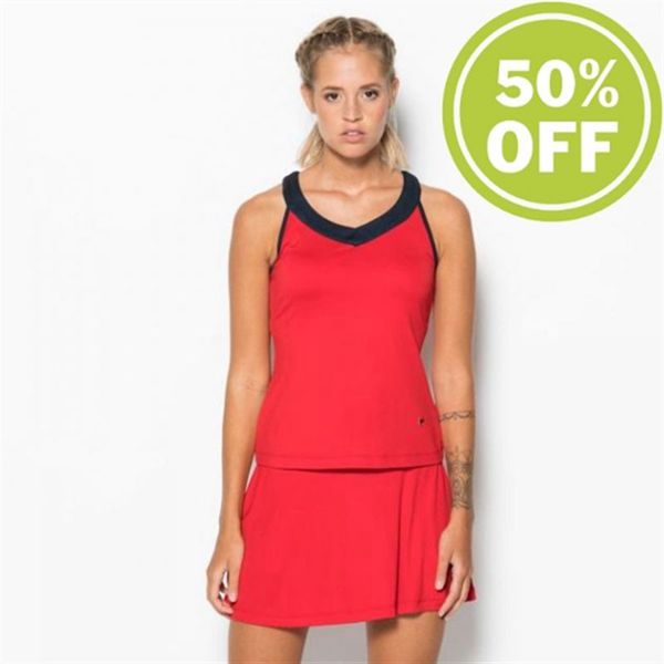 Camisas Fila Mujer Rojas / Azul Marino - Tanktop Tilda Sporty Tennis Top With The V-Neck - España 04